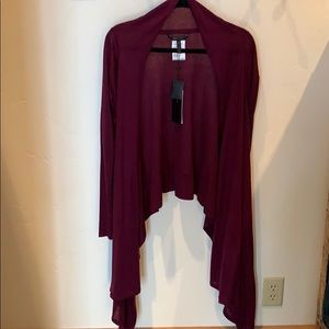 BCBG Burgundy wrap sweater NWT